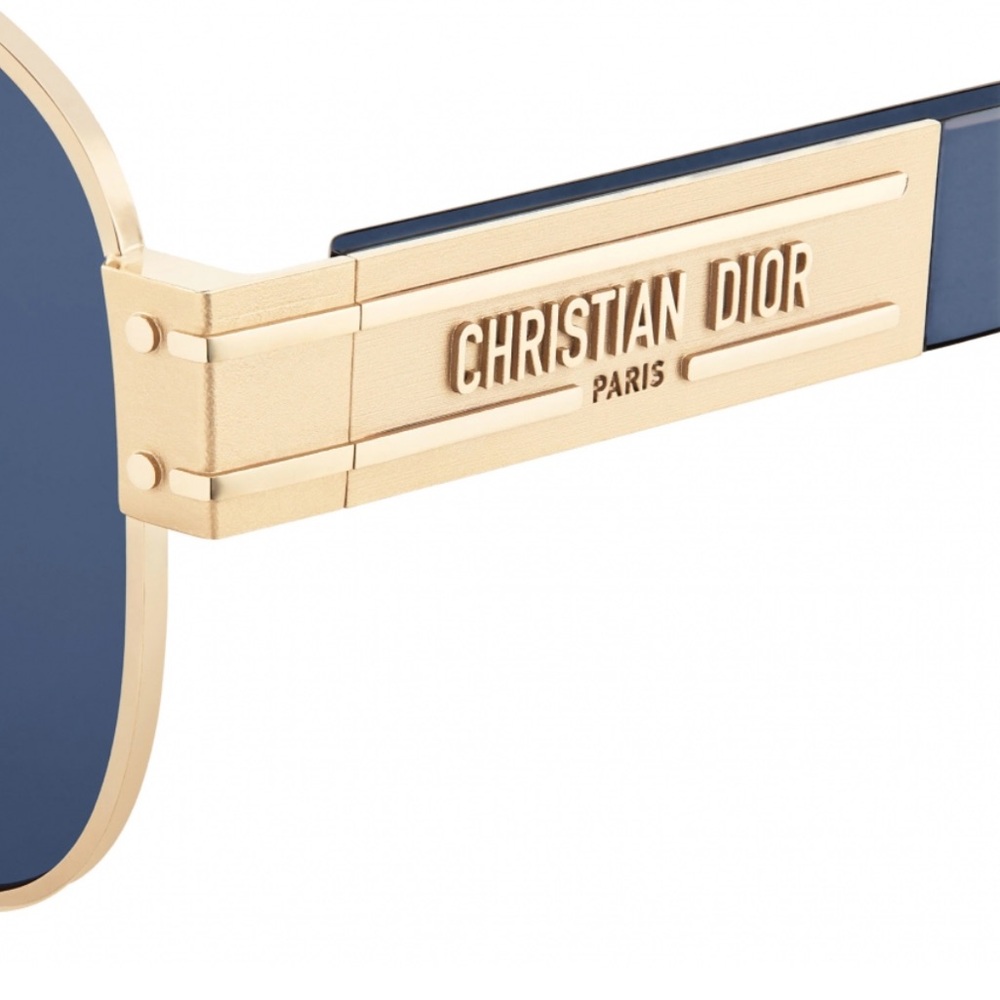 MSRP $610 Christian Dior Aviator Sunglasses Translucent Blue Gold Metal Frame - Picture 5 of 16